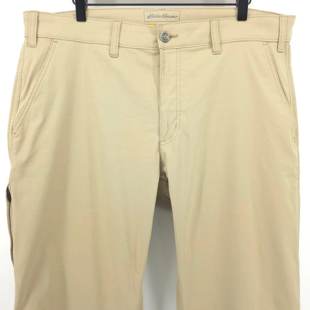 Eddie Bauer Mens Pants Travex 38x30‎ Tan Khaki Stretch Hiking Outdoor Travel